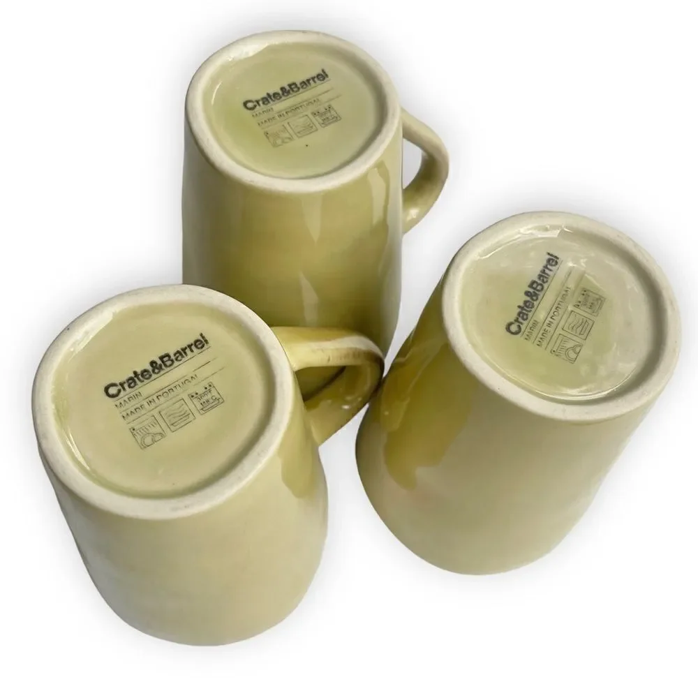 Crate&Barrel Marin Green Coffee Cup Mug Set of 3